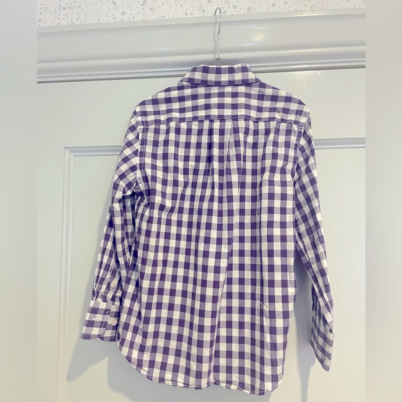 NEW J. Crew Crewcuts Boys Purple White Checkered Buttondown Dress Shirt Sz 4 5 - Picture 2 of 4